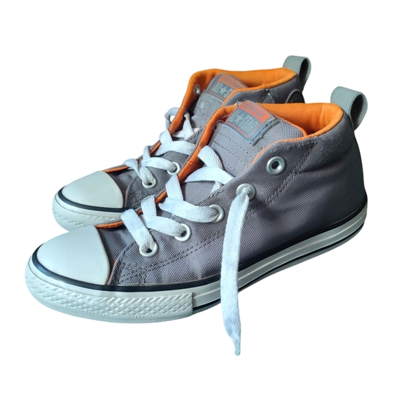 Converse All Star Kids High-Top Sneakers - Gray and Orange Junior 3 - Picture 1 of 15